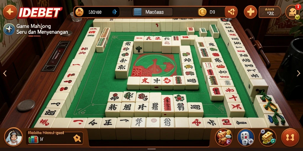 Screenshot gameplay IDEBET menampilkan suasana seru bermain Mahjong.