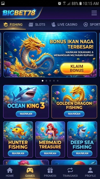 Tampilan awal aplikasi bigbet78 yang menarik dan intuitif.